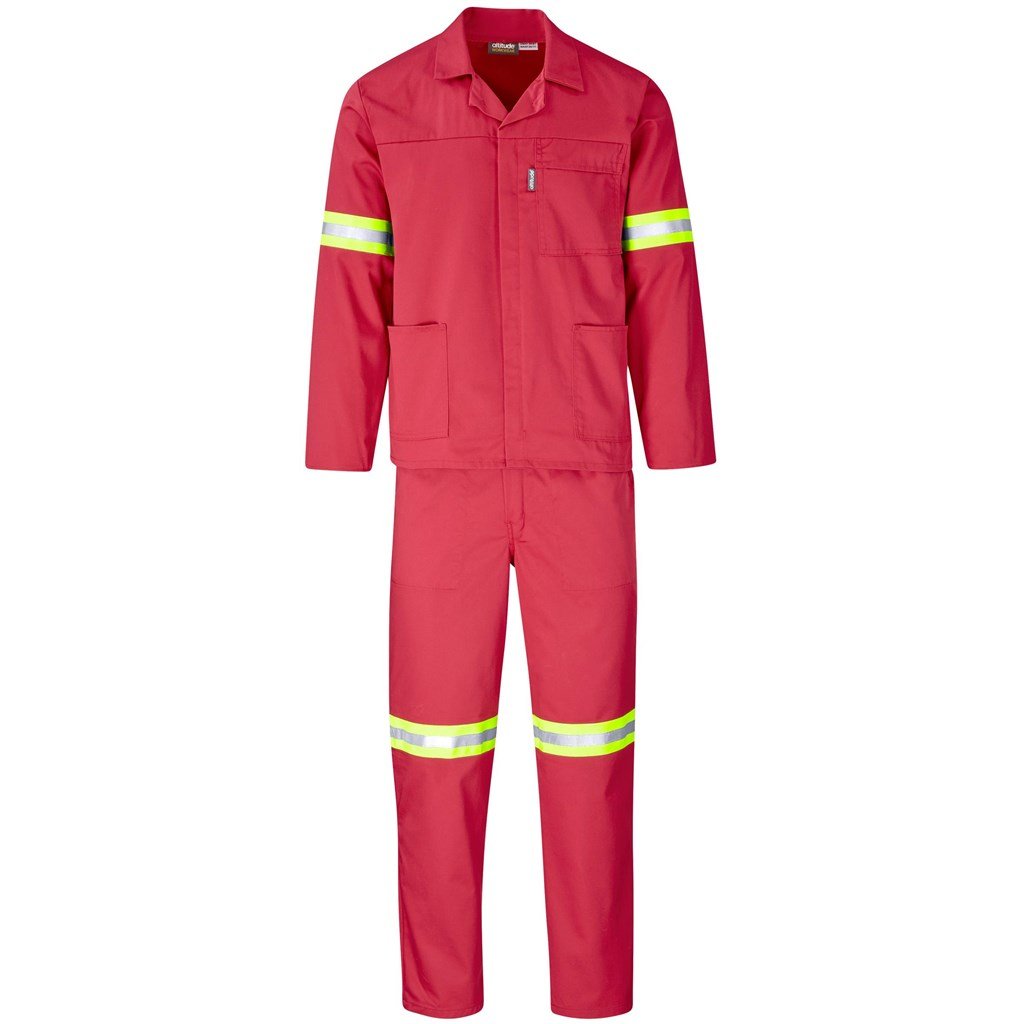 Trade Polycotton Conti Suit - Reflective Arms Legs & Back - Yellow Tape 32 / RED