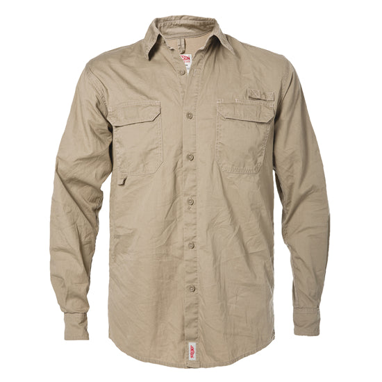 Vented Long Sleeve Work Shirt Khaki / L - High Grade Shirts
