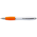 White Barrel Curved Design Ballpoint Pen with Coloured Grip Orange / STD / Regular - Writing Instruments