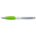 BP30181 - White Barrel Curved Design Ballpoint Pen with Coloured Grip - Writing Instruments